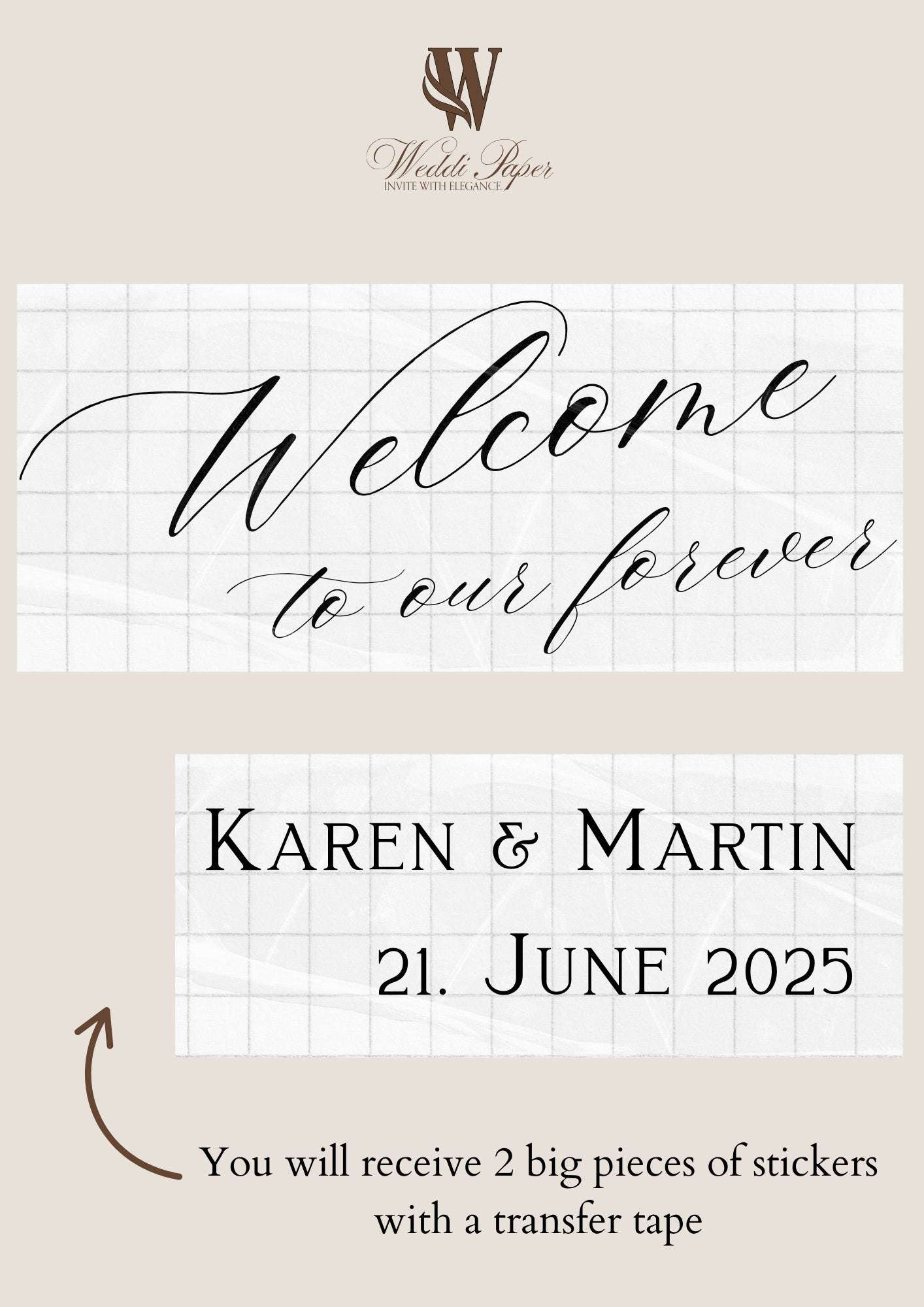 Foil sticker welcome sign for wedding
