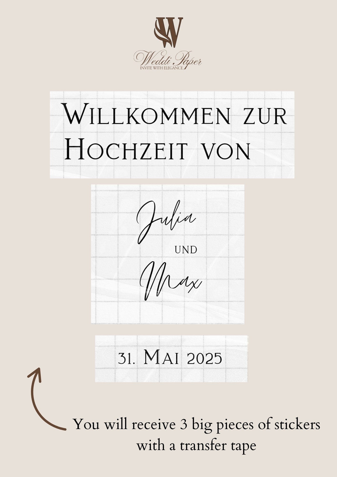 Foil sticker welcome sign for wedding