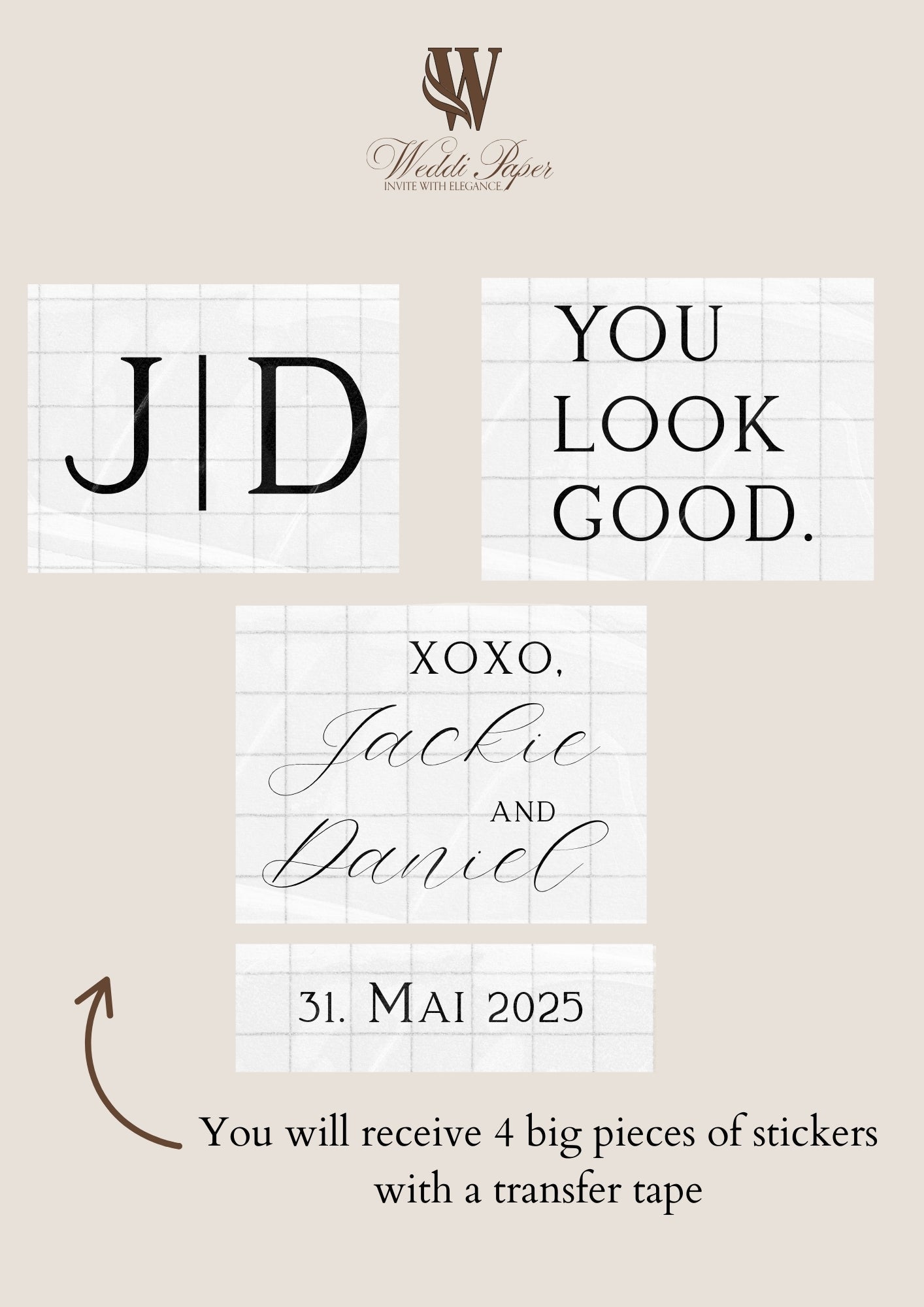 Foil sticker welcome sign for wedding