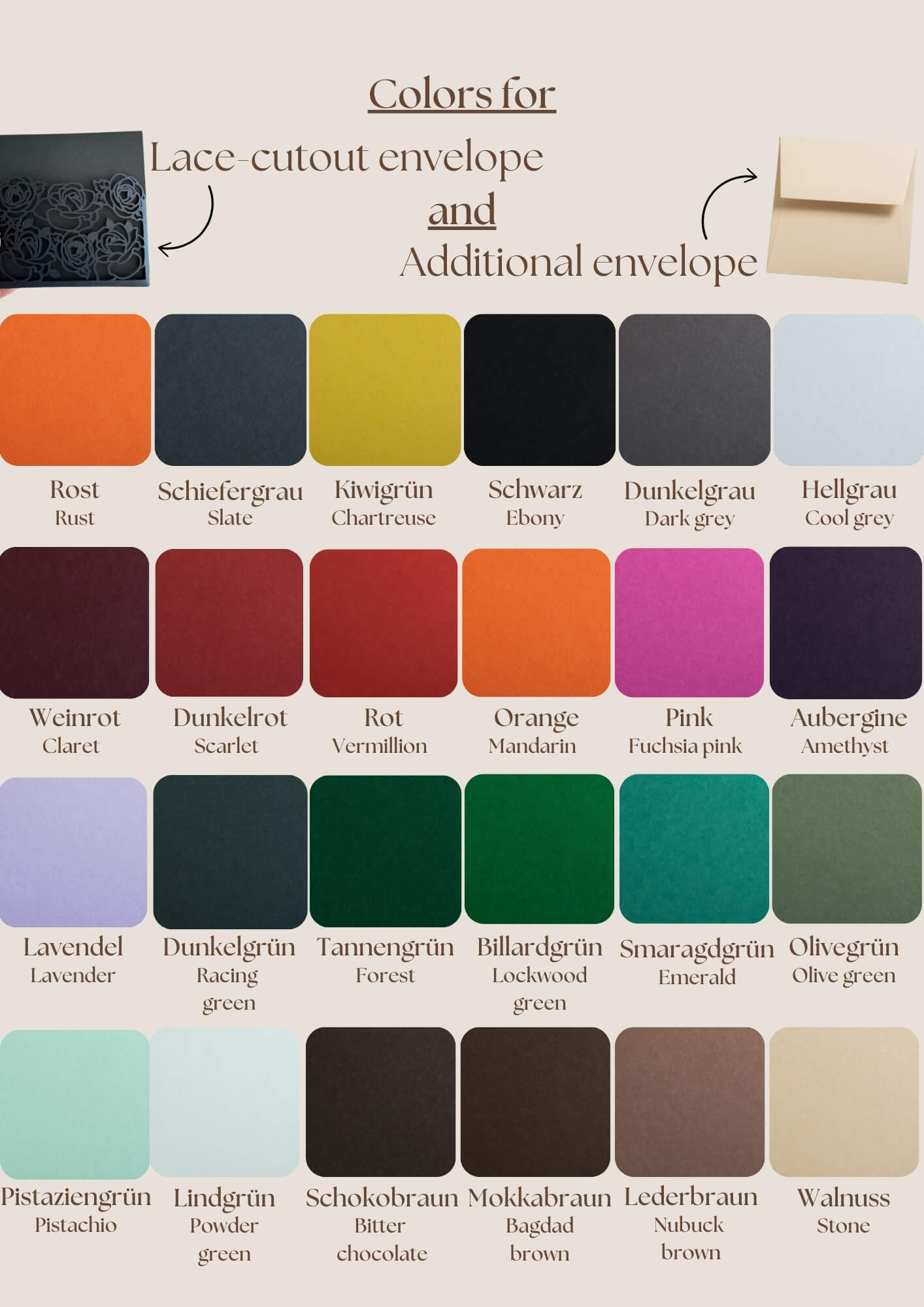 Wedding Invitation Set - "Dream in Lace" 130 x 130 mm