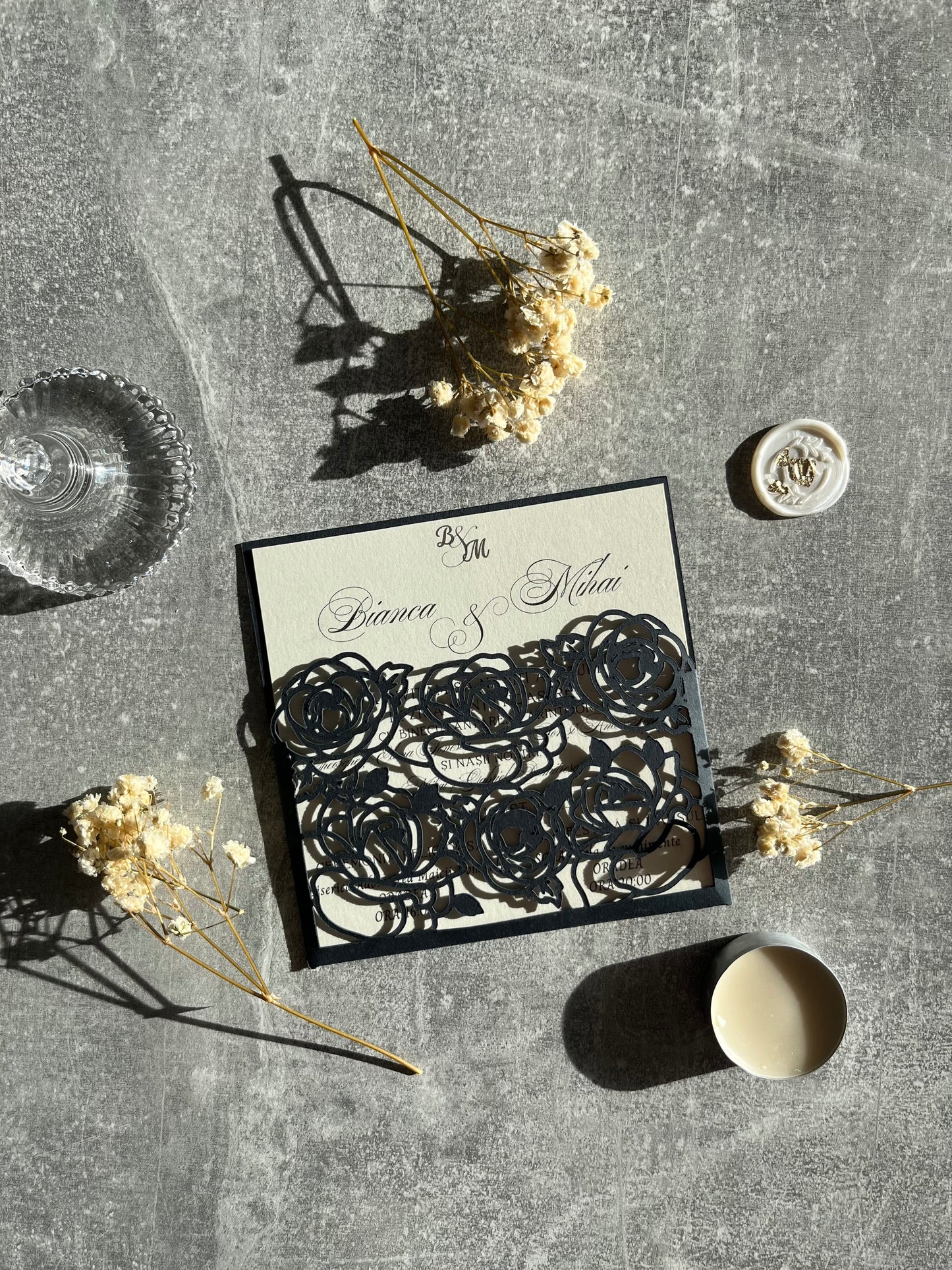 Wedding Invitation Set - "Dream in Lace" 130 x 130 mm