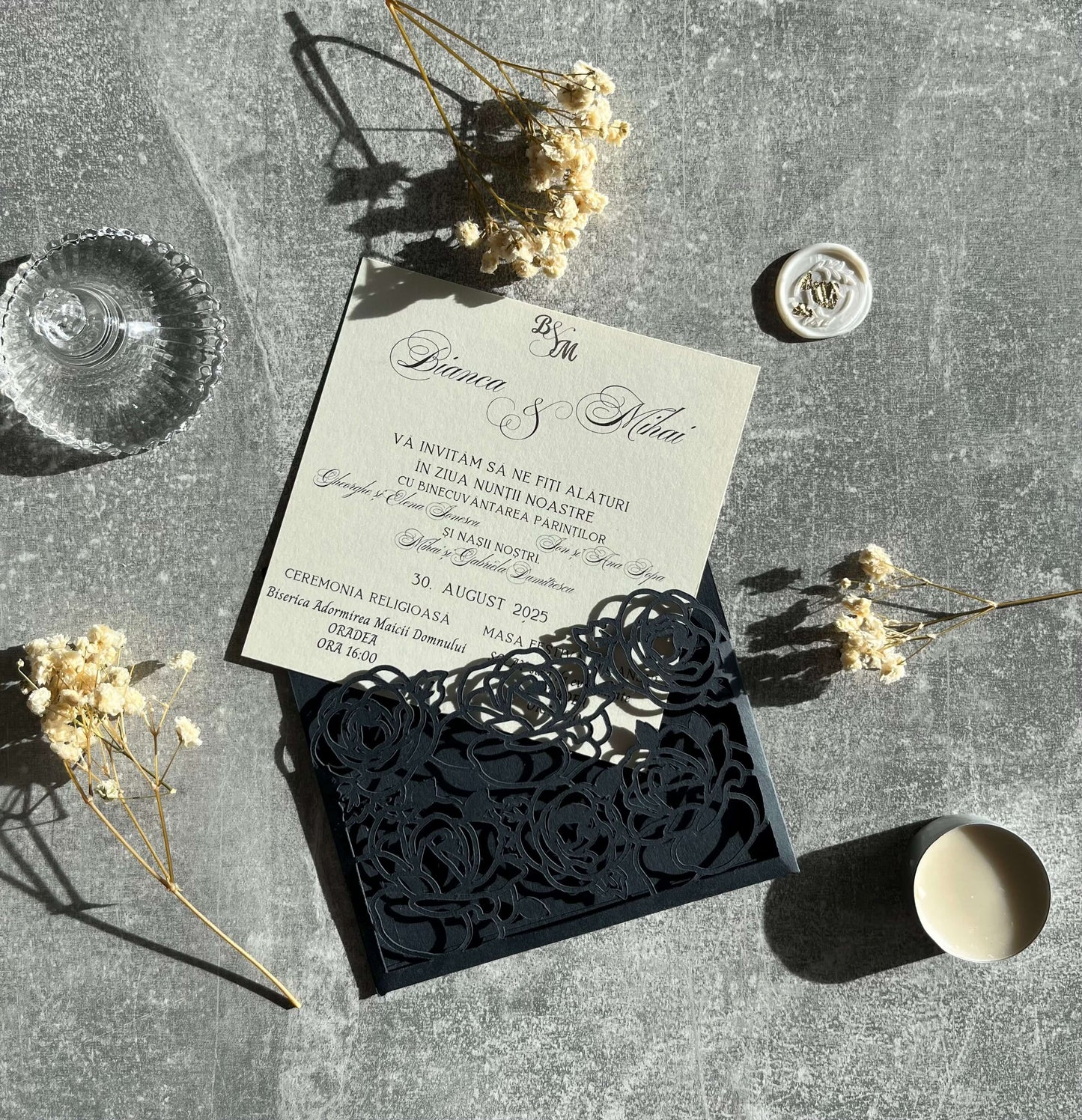 Wedding Invitation Set - "Dream in Lace" 130 x 130 mm
