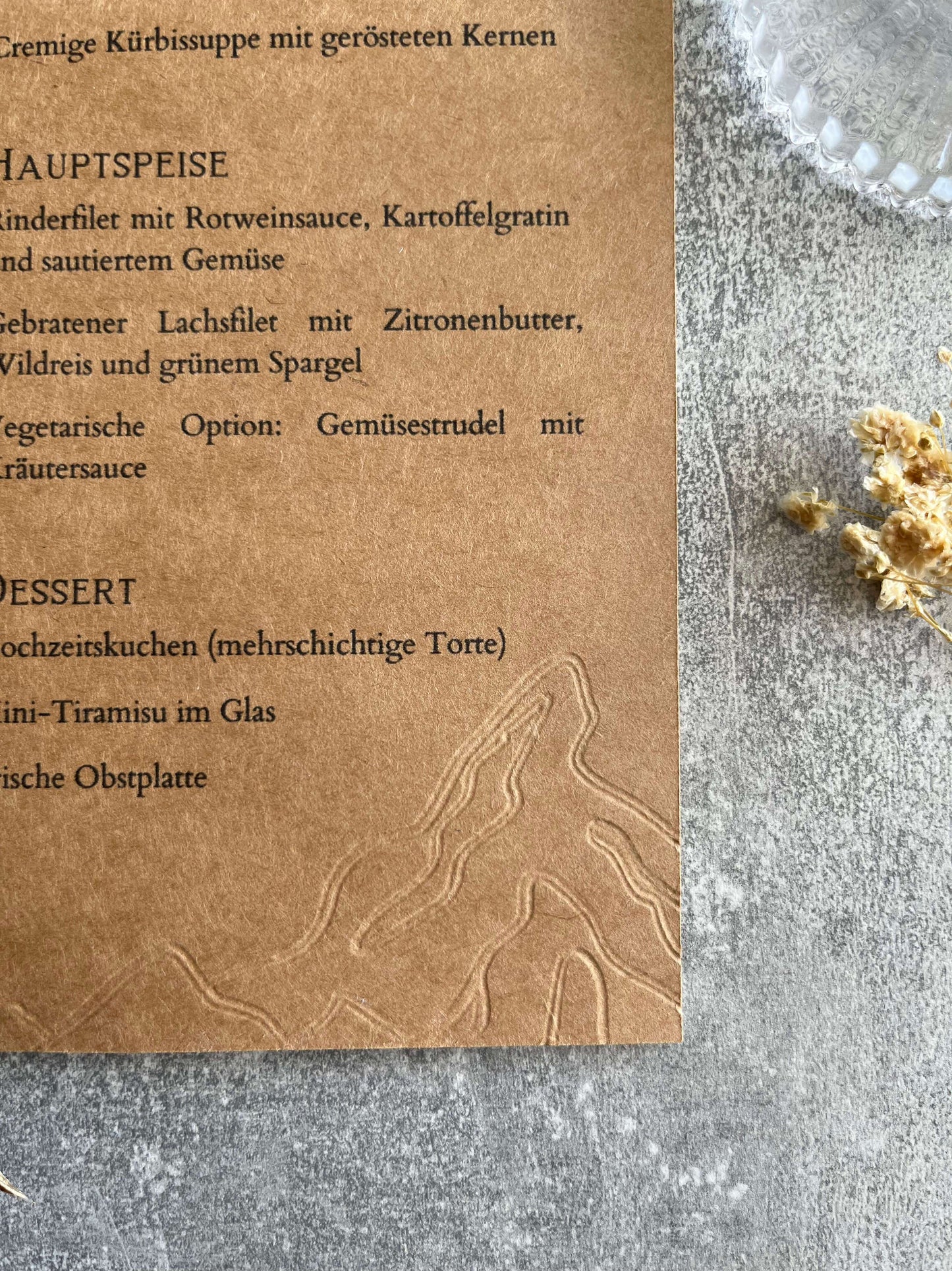 Menü Karte Eco-Friendly "Bergliebe" - 10 x 21 cm