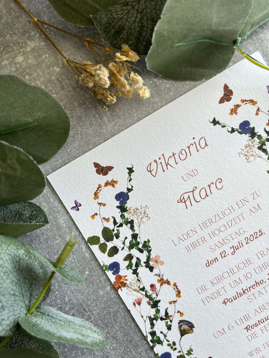 Wedding Invitation "Flower love" - 13 x 18 cm