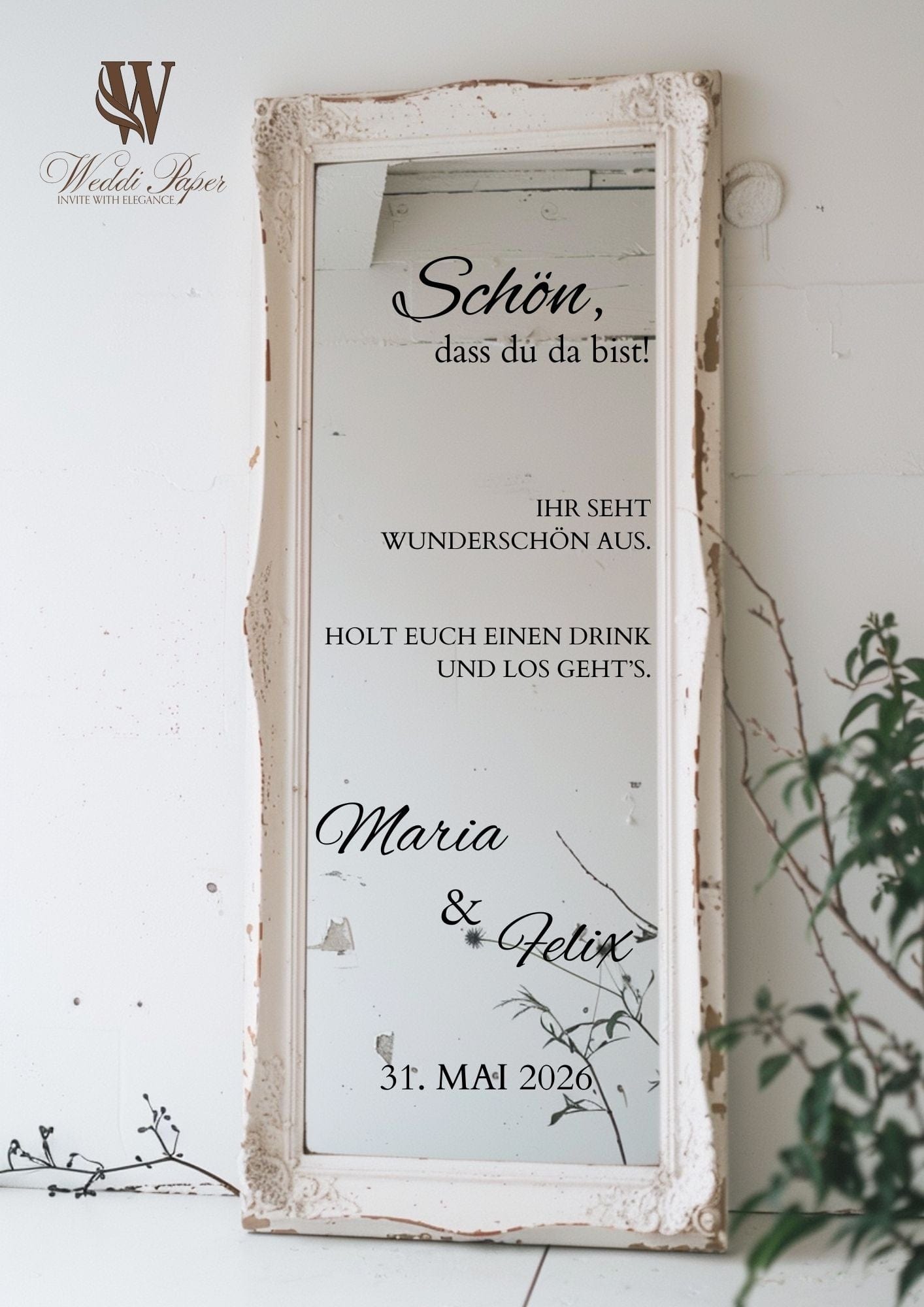 Foil sticker welcome sign for wedding