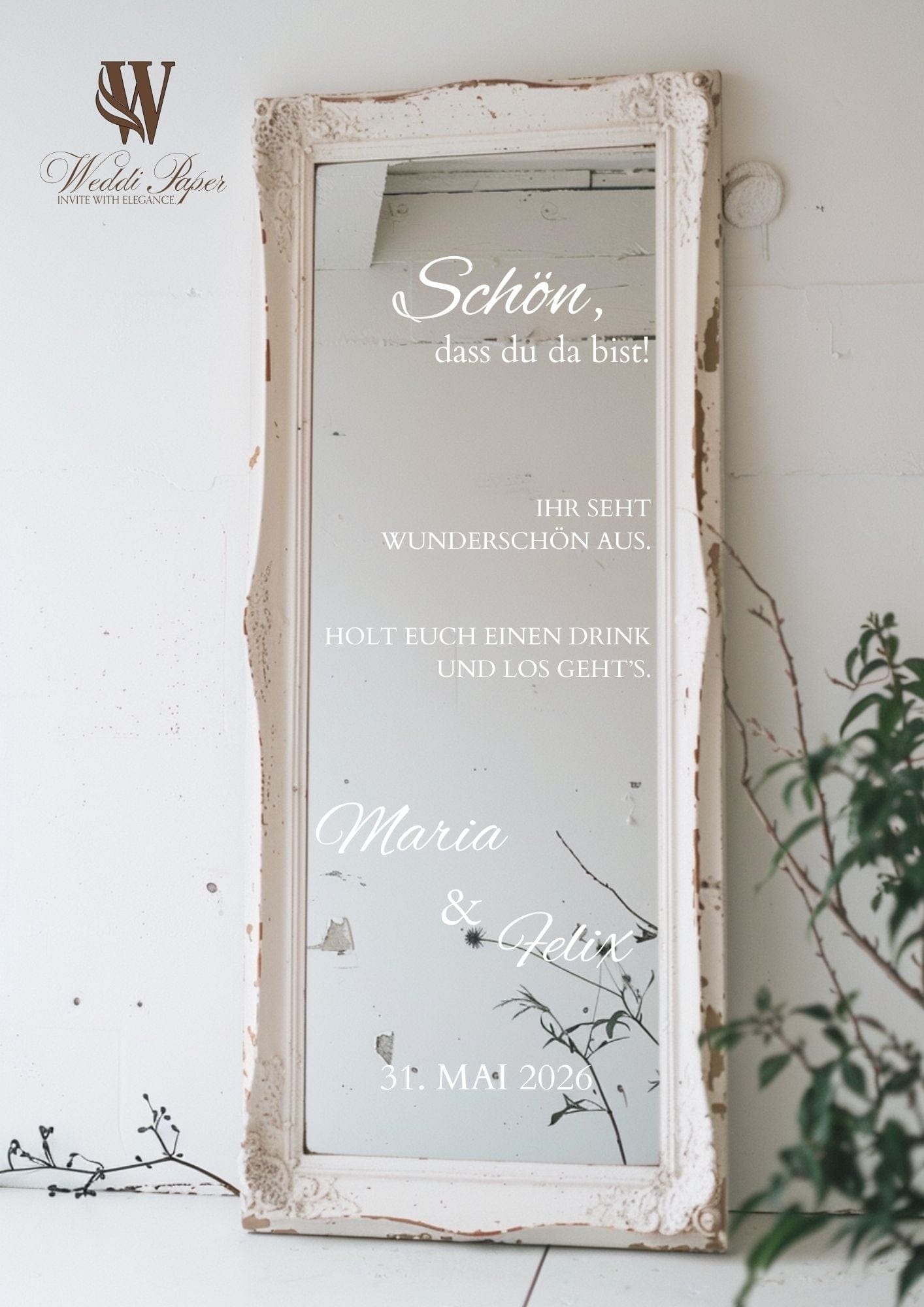 Foil sticker welcome sign for wedding