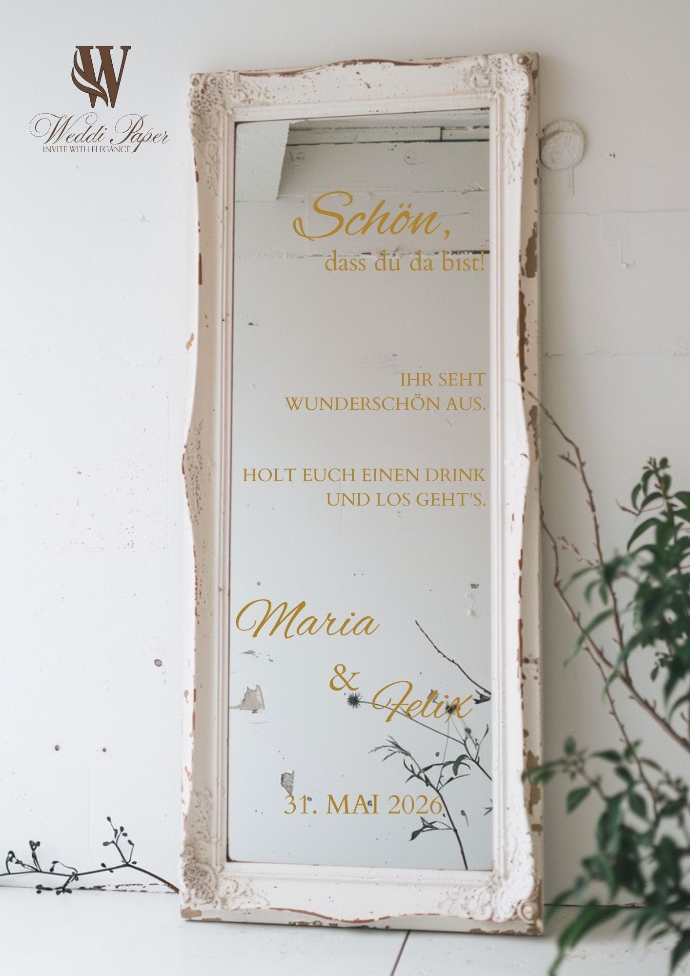 Foil sticker welcome sign for wedding
