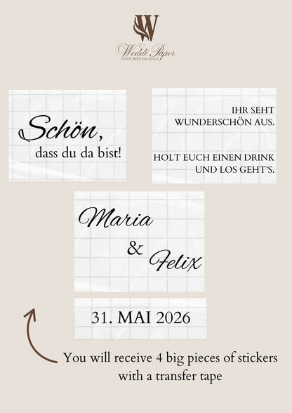 Foil sticker welcome sign for wedding