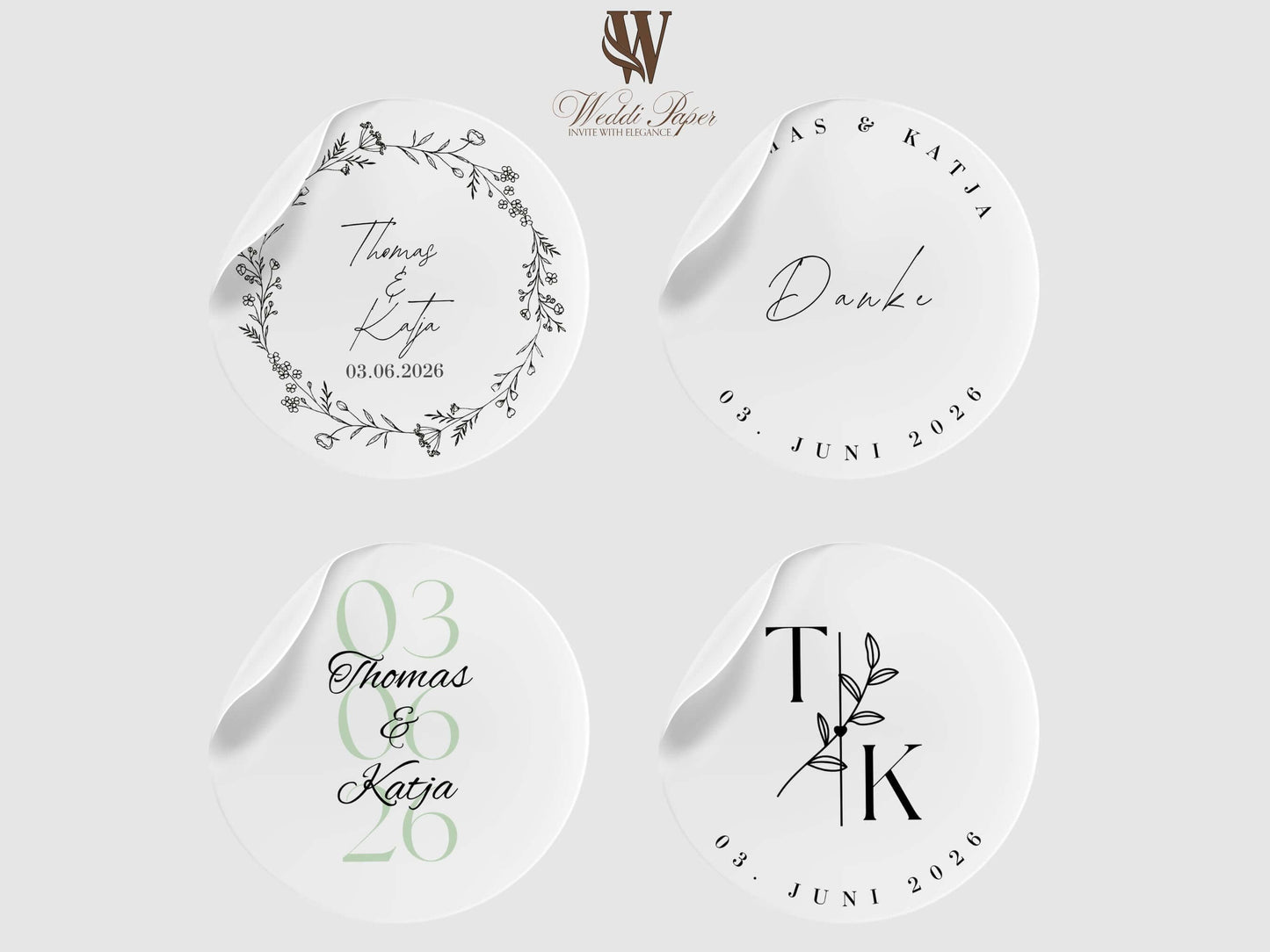 Hochzeit Sticker Transparent 4x4 cm